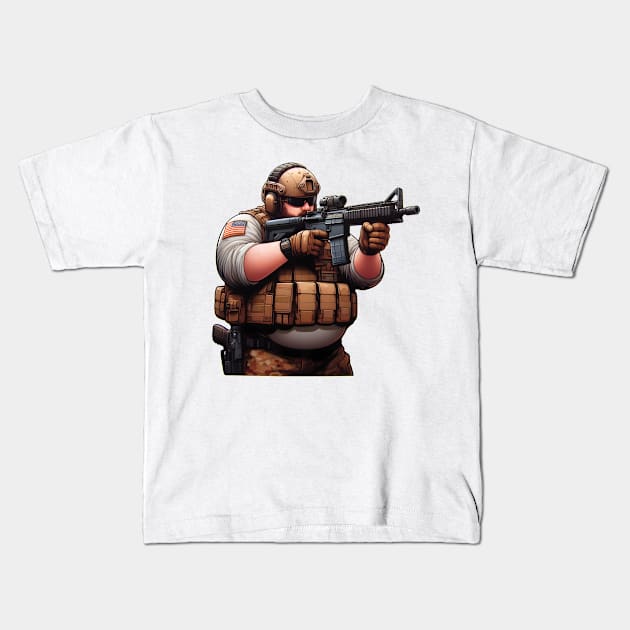 Tactical Fatman Kids T-Shirt by Rawlifegraphic